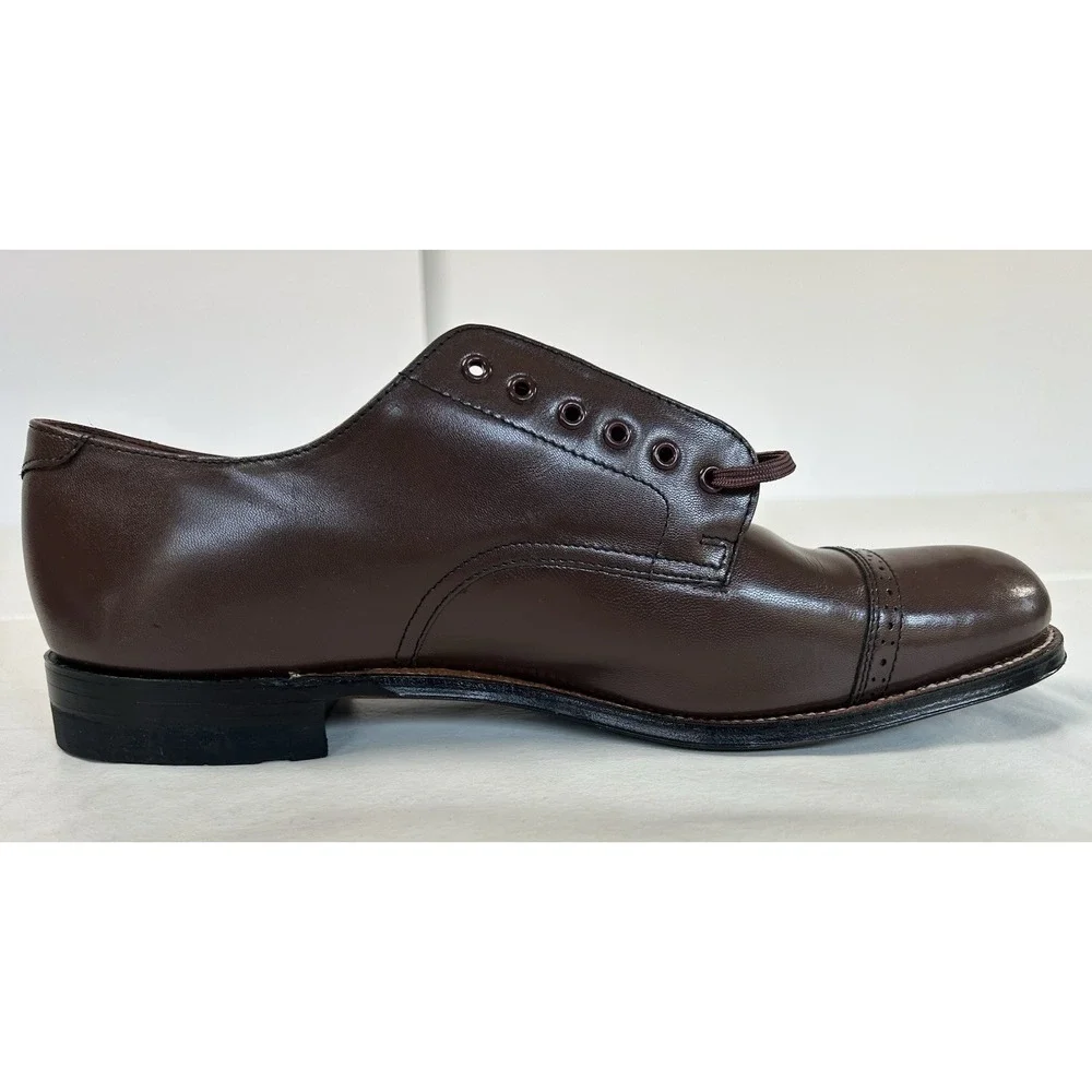 NWOB Stacy Adams Classic Madison Brown Leather Cap Toe Oxford Shoes USA Men's 10